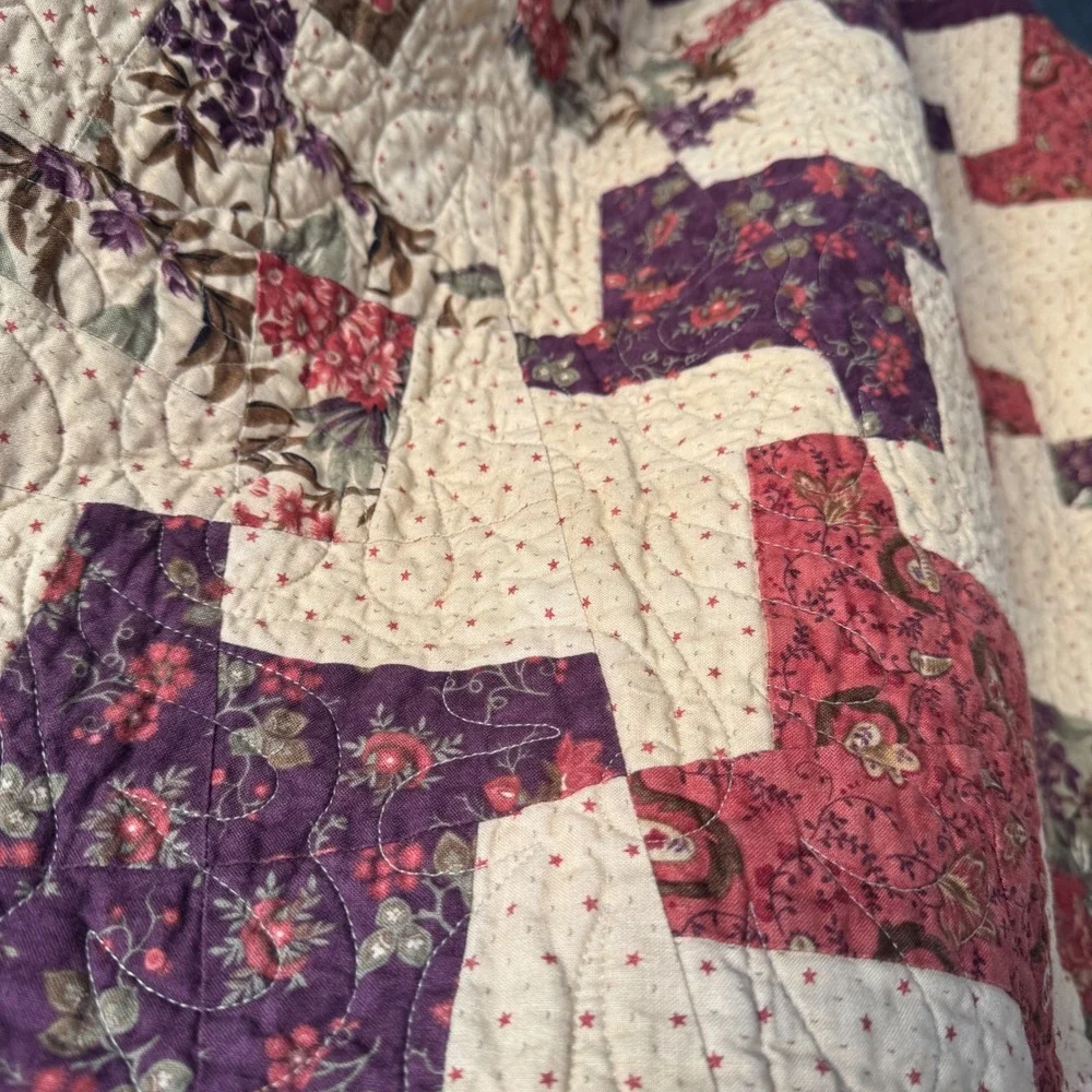 Handmade Patchwork Floral Quilt Blanket 54